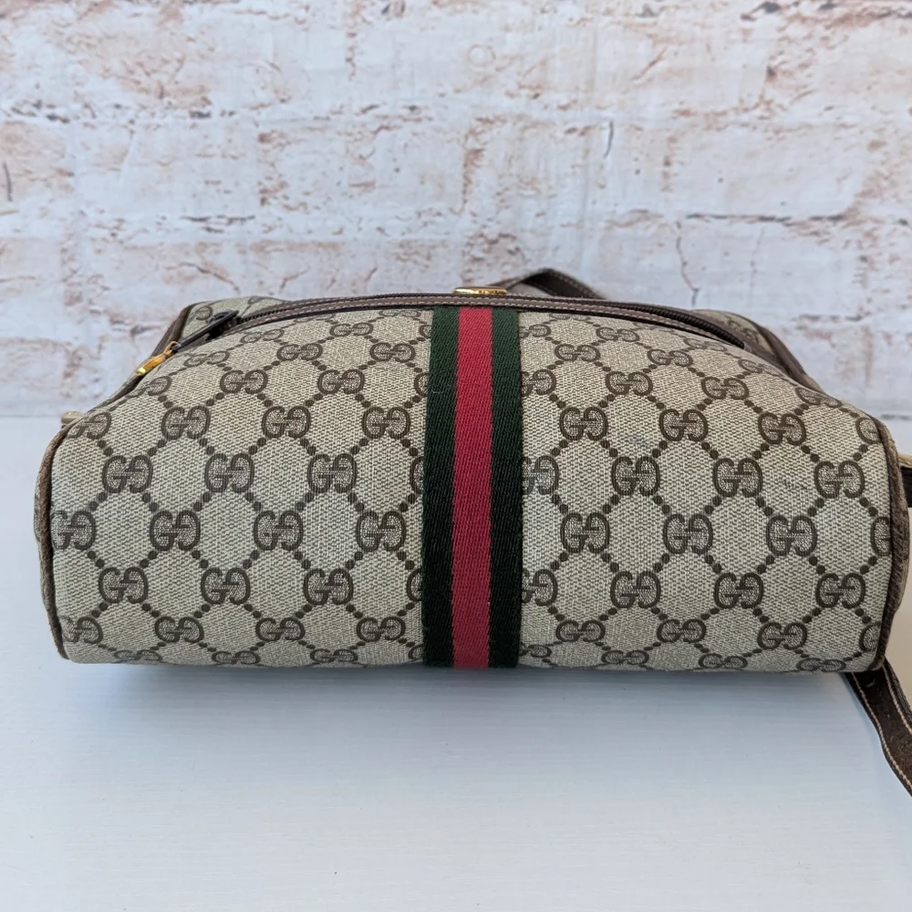 GUCCI VINTAGE GG MONOGRAM CANVAS LEATHER WOMEN'S SHOULDER CROSSBODY BAG - Picture 6 of 12